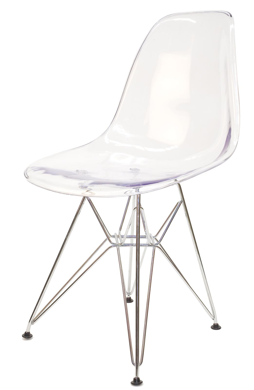 Replica Eames DSR Eiffel Chair Clear Transparent Chrome Legs